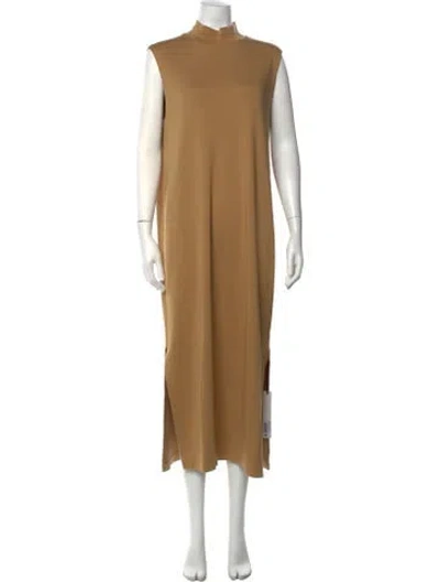 Pre-owned Another Tomorrow Mock Neck Long Dress In Neutrals