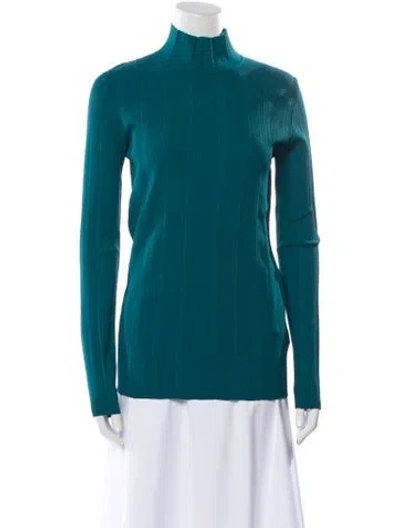 Pre-owned Another Tomorrow Mock Neck Mini Dress In Blue