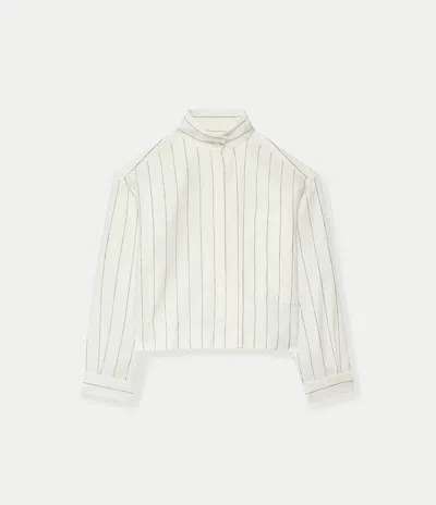ANOTHER TOMORROW MOCK NECK PLEAT SHIRT