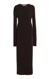 Another Tomorrow Rib Knitwear Dress In Brown