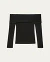 Another Tomorrow Off-shoulder Jersey Top In Black
