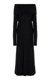 Another Tomorrow Off-the-shoulder Wool Maxi Dress In Black