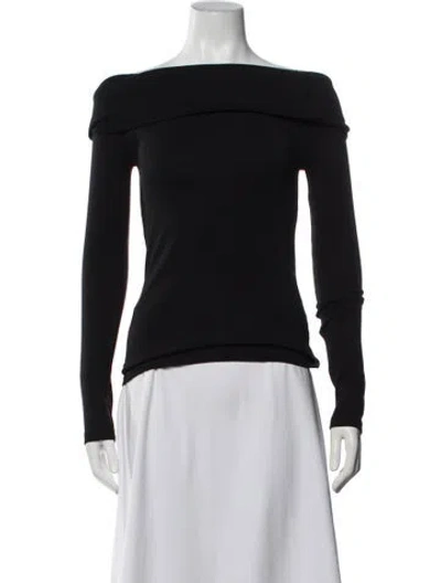 Pre-owned Another Tomorrow Off-the-shoulder Long Sleeve Top In Black