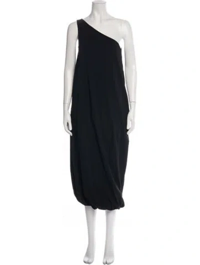 Pre-owned Another Tomorrow One-shoulder Long Dress In Black
