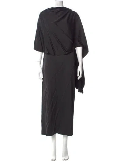 Pre-owned Another Tomorrow One-shoulder Long Dress In Gray