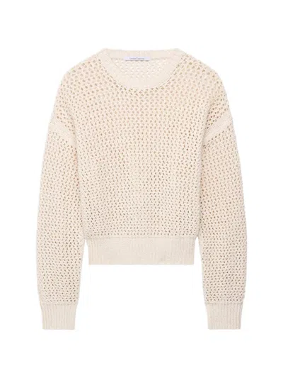 Another Tomorrow Open-knit Crew-neck Sweater In Transparent