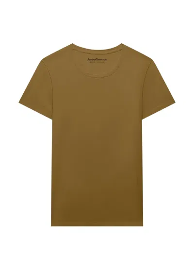 Another Tomorrow Organic Cotton Crew-neck T-shirt In Green