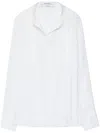 Another Tomorrow Gathered Organic Cotton-voile Shirt In White