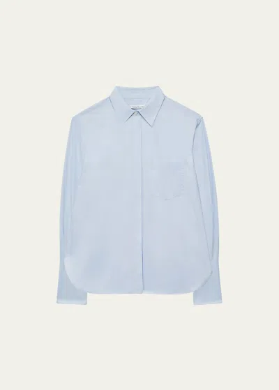 Another Tomorrow Organic Cotton Poplin Button-front Shirt In French Blue