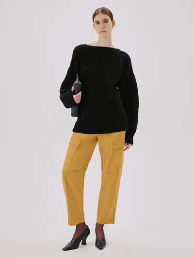Another Tomorrow Ottoman Reversible Chunky Sweater In Black