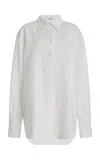 Another Tomorrow Oversized Linen Shirt In White