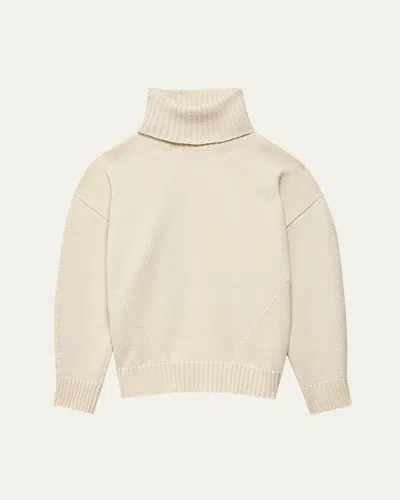 Another Tomorrow Oversized Luxe Cashmere Wool Turtleneck Sweater In Ivory