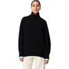 Another Tomorrow Oversized Luxe Turtleneck In Black