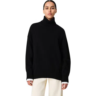 Another Tomorrow Oversized Luxe Turtleneck In Black