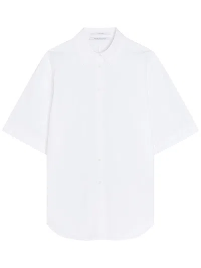 Another Tomorrow Oversized Short-sleeve Cotton-poplin Shirt In White