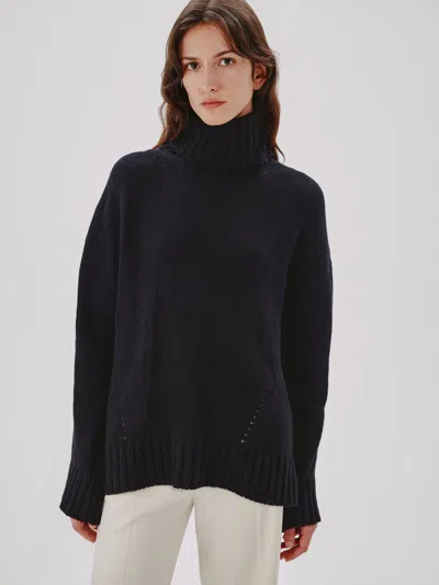 Another Tomorrow Oversized Turtleneck Sweater In Black