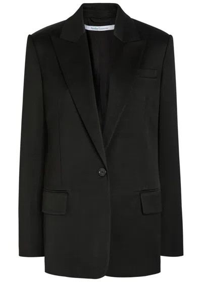 Another Tomorrow Oversized Twill Blazer In Black