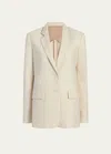 Another Tomorrow Oversized Wool Blazer In Parchment