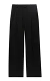 Another Tomorrow Oversized Wool Wide-leg Pants In Black