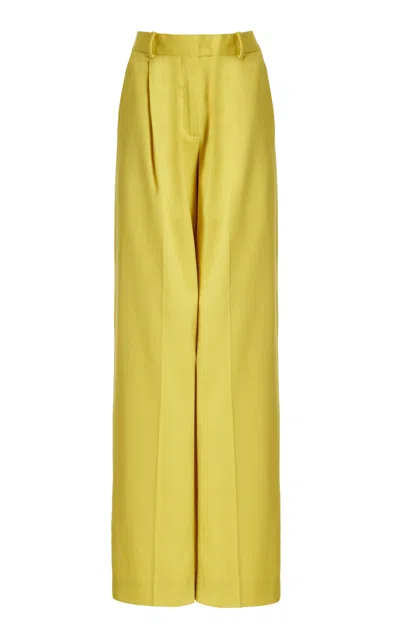 Another Tomorrow Oversized Wool Wide-leg Pants In Yellow