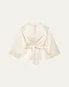 Another Tomorrow Padded Self-tie Wrap Coat In Cream