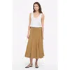 Another Tomorrow Panel Wrap Skirt In Toffee