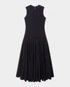 Another Tomorrow Paneled Drop-waist Flare Maxi Dress In Black