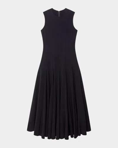 Another Tomorrow Paneled Drop-waist Flare Maxi Dress In Black