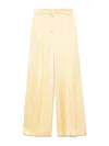 Another Tomorrow Satin Pleated Trouser In Beige