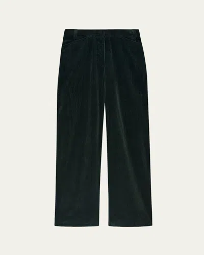 Another Tomorrow Patch Pocket Corduroy Wide Leg Pants In Pine