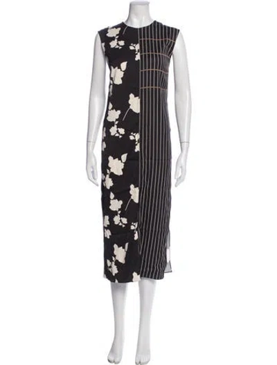 Pre-owned Another Tomorrow Patterned Midi Length Dress In Multicolor