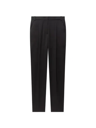 Another Tomorrow Peg Pleated Trousers In Black