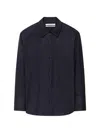 Another Tomorrow Pinstriped Wool-blend Shirt In Blue