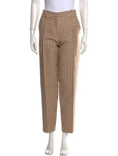 Pre-owned Another Tomorrow Plaid Print Straight Leg Pants In Multi