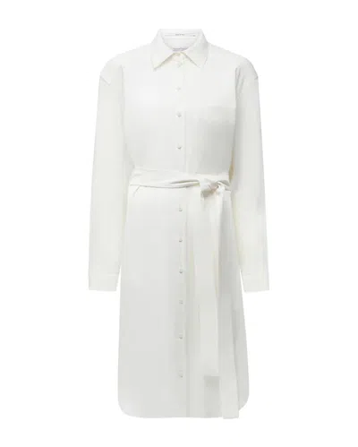 Another Tomorrow Pleat Back Shirt Dress In White