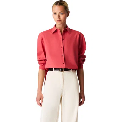 Another Tomorrow Pleat Back Shirt In Pink