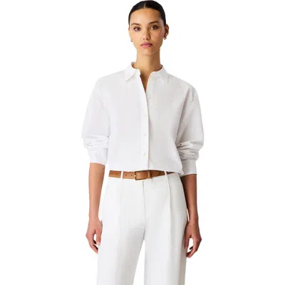 Another Tomorrow Pleat Back Shirt In White