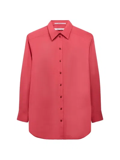 Another Tomorrow Pleat-back Poplin Shirt In Pink