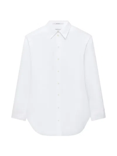 Another Tomorrow Pleat-back Poplin Shirt In White
