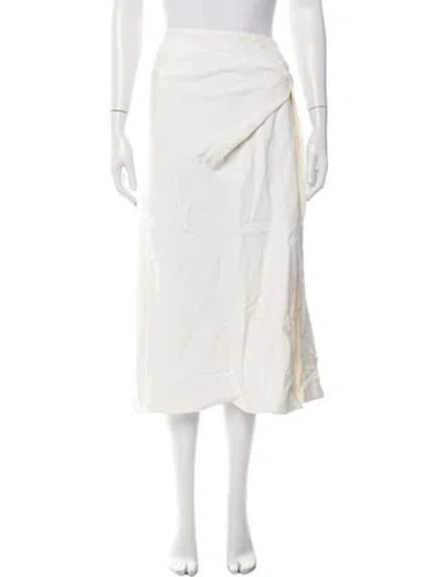 Pre-owned Another Tomorrow Pleated Accents Midi Length Skirt W/ Tags In Neutrals