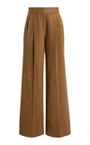Another Tomorrow Pleated Cashmere Pants In Gold