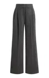 Another Tomorrow Pleated Cashmere Pants In Gray