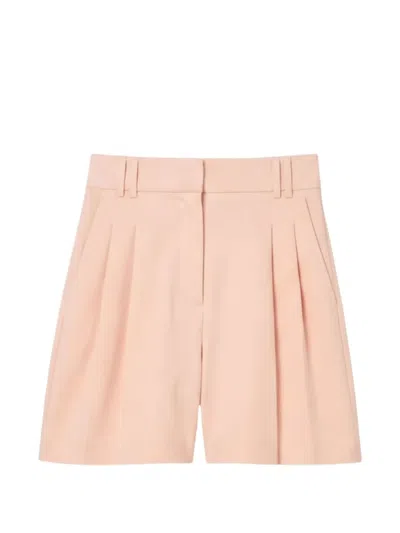 Another Tomorrow Pleated Linen Shorts In Pink
