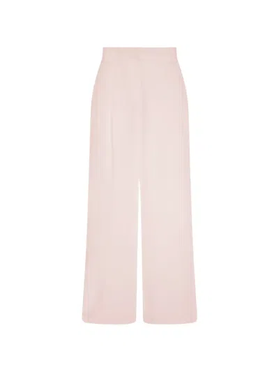 Another Tomorrow Pleated Linen Tailored Trousers In Pink