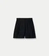 Another Tomorrow Pleated Front Linen Short In Black