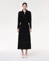 Another Tomorrow Pleated Jersey Midi Skirt In Black