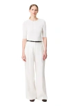 Another Tomorrow Pleated Trouser In White
