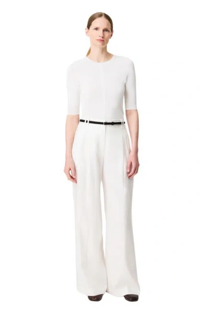 Another Tomorrow Pleated Trouser In White