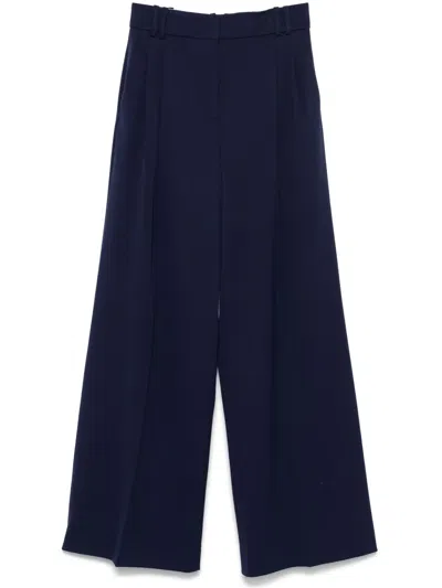 Another Tomorrow Pleated Trousers In Blue
