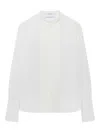 Another Tomorrow Pleated Tuxedo Shirt In White